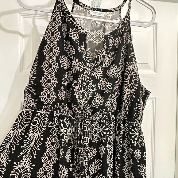 Liz Lange Maternity Black White Maxi Sleeveless Drawstring Waistband Dress Sz M - Picture 3 of 7